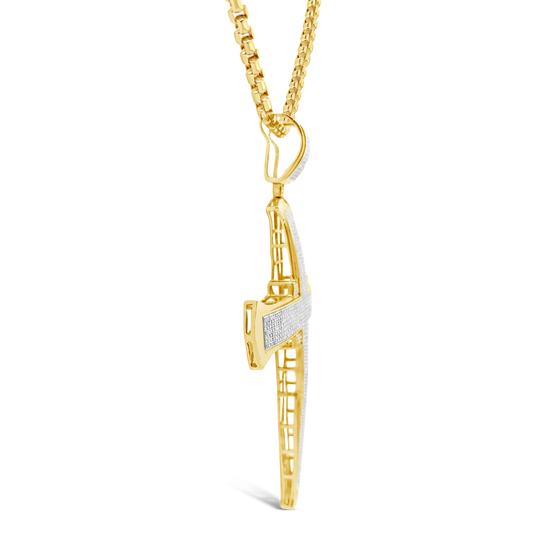 Diamond Cross Pendant 2.65 CTW Round Cut 10K Yellow Gold