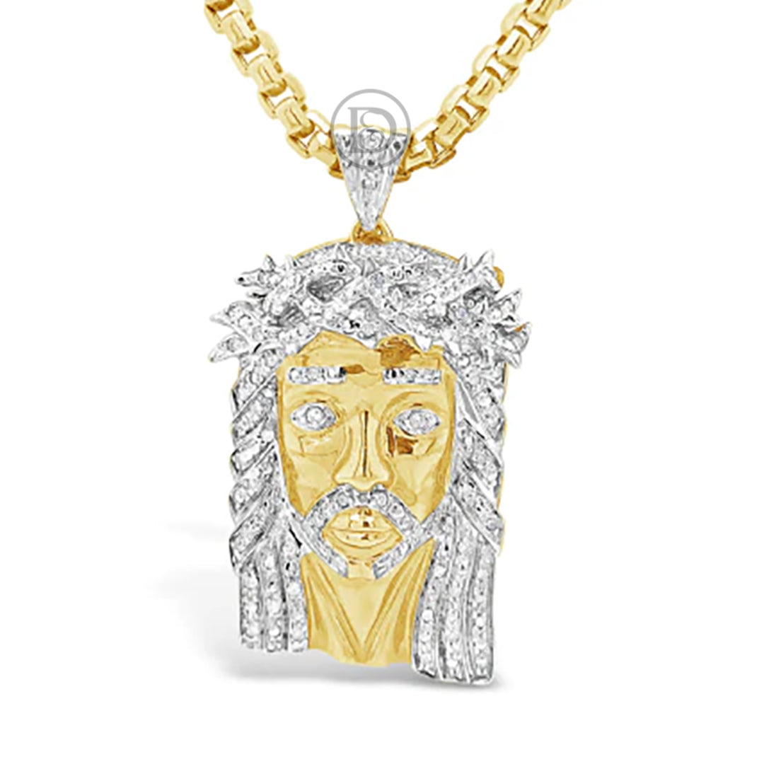 Diamond Jesus Pendant .37 CTW Round Cut 10K Yellow Gold