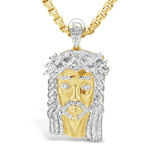 Diamond Jesus Pendant .37 CTW Round Cut 10K Yellow Gold