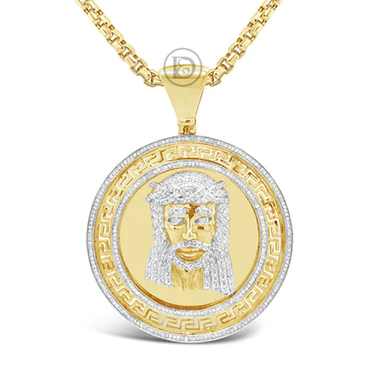 Diamond Jesus Pendant 1.05 CTW Round Cut 10K Yellow Gold