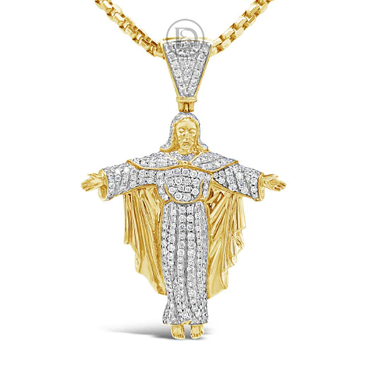 Diamond Pendant 3.30 CTW Round Cut 10K Yellow Gold