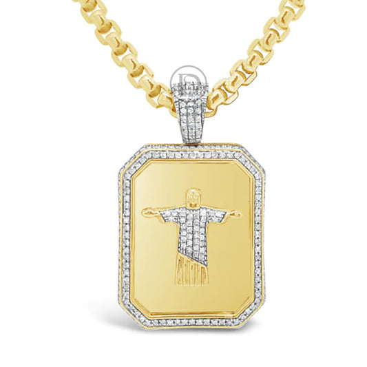 Diamond Jesus Pendant .70 CTW Round Cut 10K Yellow Gold
