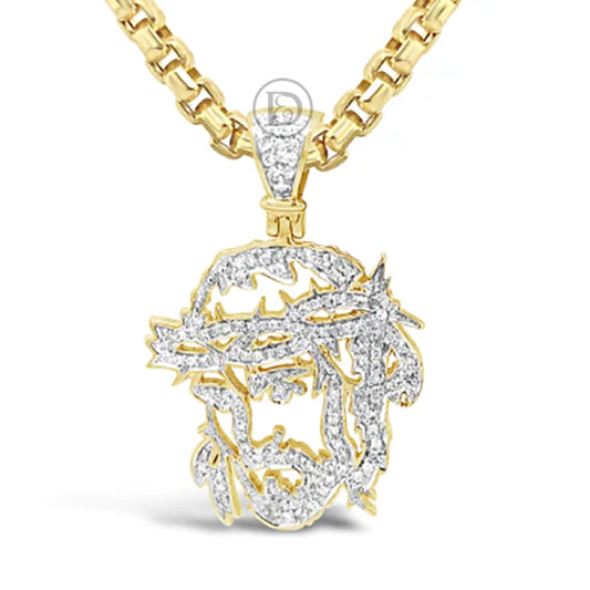 Diamond Jesus Pendant .48 CTW Round Cut 10K Yellow Gold