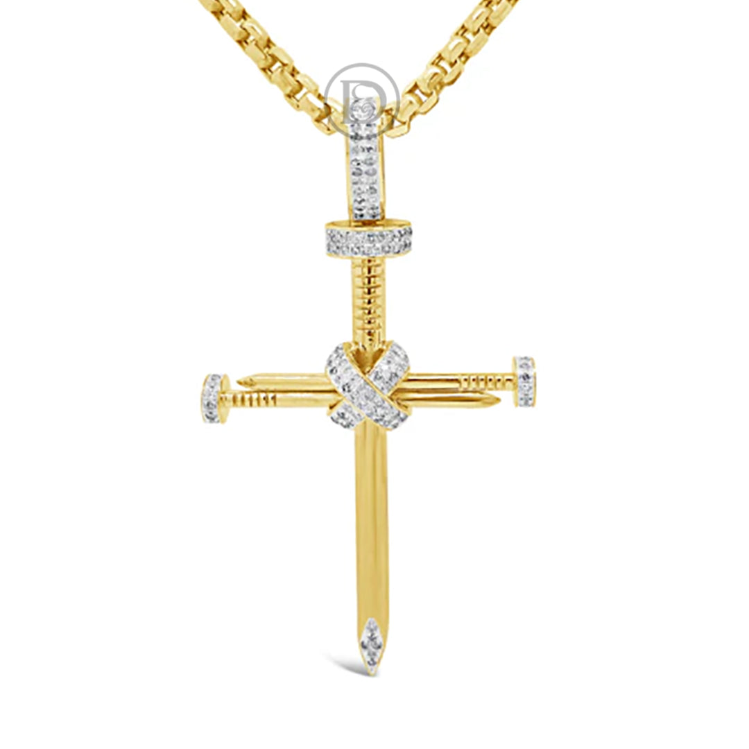 Diamond Cross Pendant .62 CTW Round Cut 10K Yellow Gold