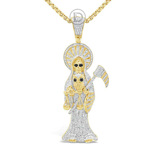 Diamond Reaper Pendant 3.71 CTW Round Cut 10K Yellow Gold