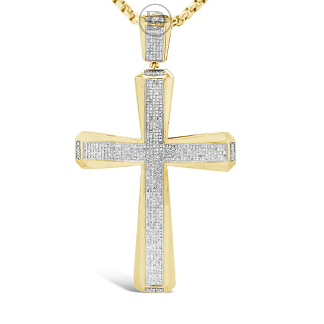 Diamond Cross Pendant 1.44 CTW Round Cut 10K Yellow Gold