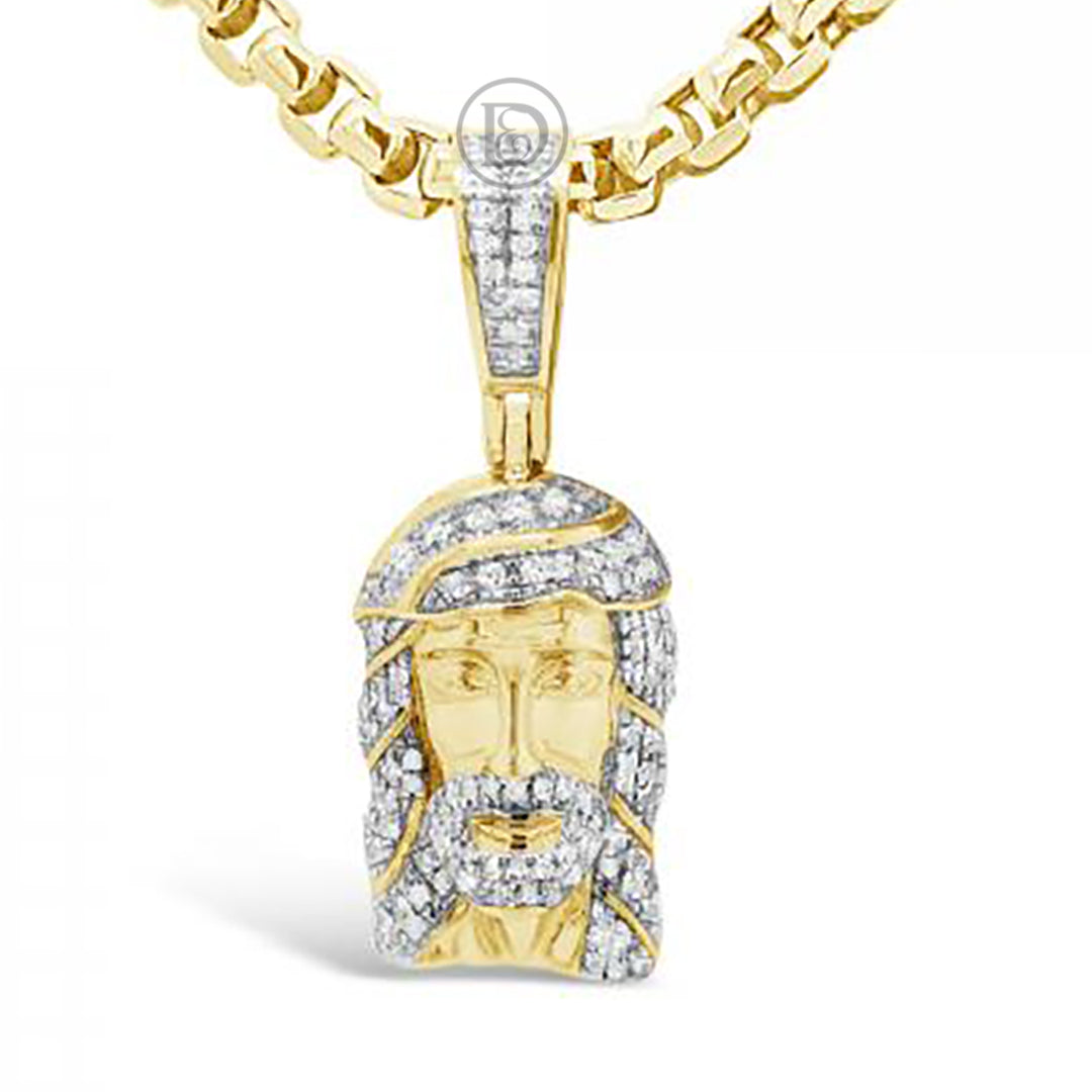 Diamond Jesus Pendant .27 CTW Round Cut 10K Yellow Gold