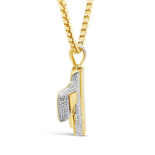 Diamond Gun Pendant 1.34 CTW Round Cut 10K Yellow Gold