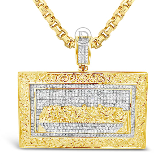 Last Supper Diamond Pendant 1.06 CTW Round Cut 10K Yellow Gold