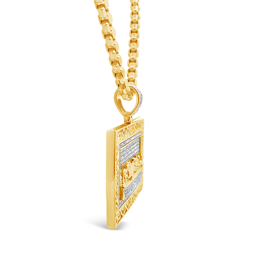 Last Supper Diamond Pendant 1.06 CTW Round Cut 10K Yellow Gold