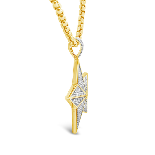 Diamond Star Pendant .88 CTW Round Cut 10K Yellow Gold