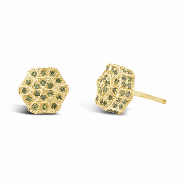 10K Yellow Gold .63ct Canary Diamond Polygon Earrings