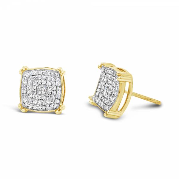 10K Yellow Gold .35ct Diamond Square Earrings