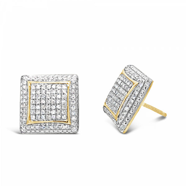 10K Yellow Gold .70ct Diamond Square Earrings