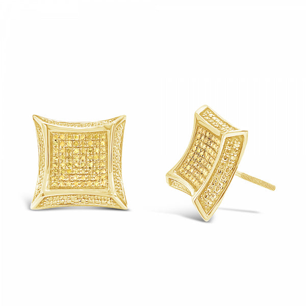 10K Yellow Gold .30ct Canary Diamond Square Earrings