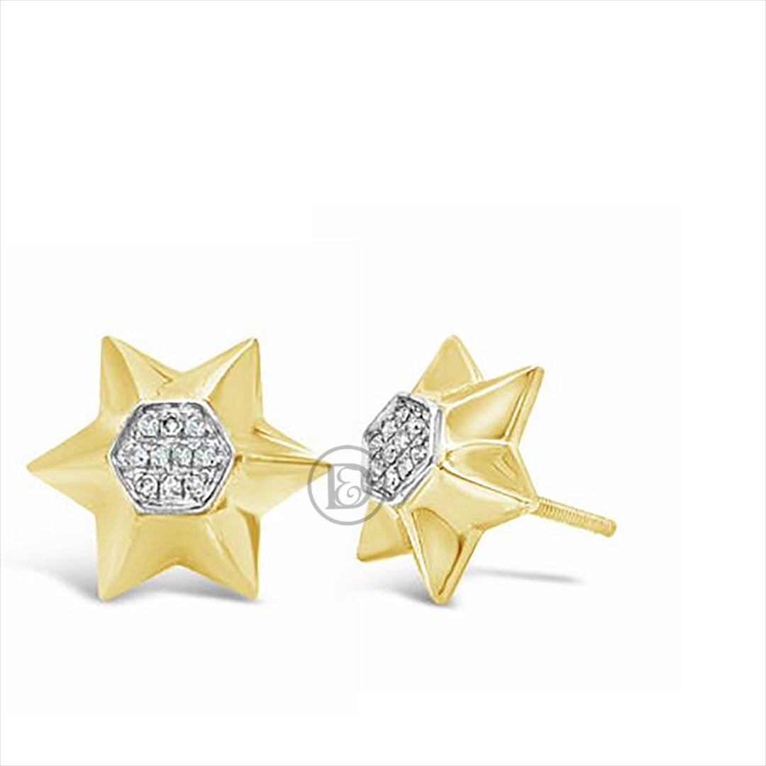 10K Yellow Gold .08ct Diamond Star of David Earrings