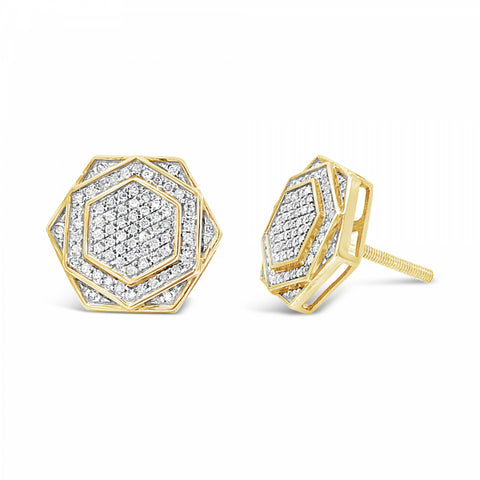 10K Yellow Gold .50ct Diamond Polygon Earrings