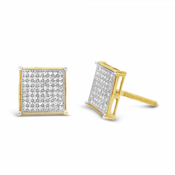 10K Yellow Gold .40ct Diamond Square Earrings
