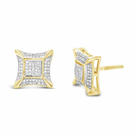 10K Yellow Gold .34ct Diamond Square Earrings