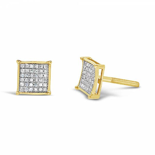 10K Yellow Gold .17ct Diamond Square Earrings