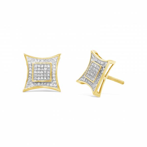 10K Yellow Gold .25ct Diamond Square Earrings