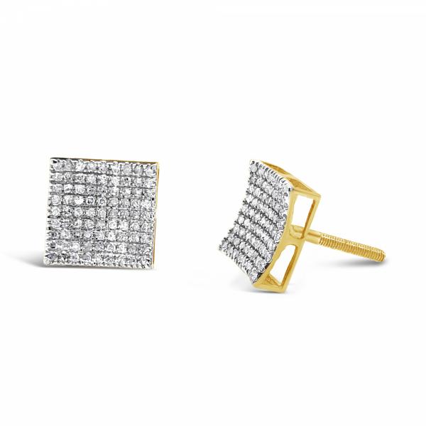 10K Yellow Gold .35ct Diamond Square Earrings
