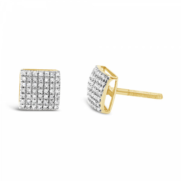 10K Yellow Gold .20ct Diamond Square Earrings