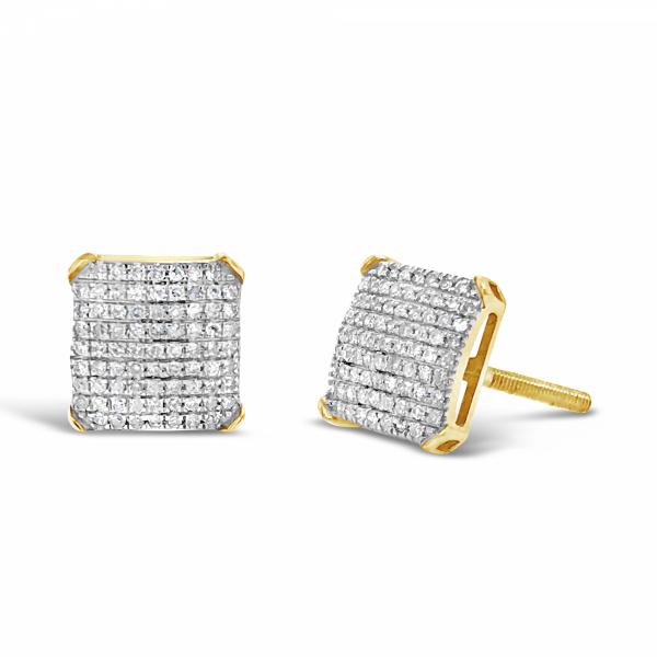 10K Yellow Gold .32ct Diamond Square Earrings