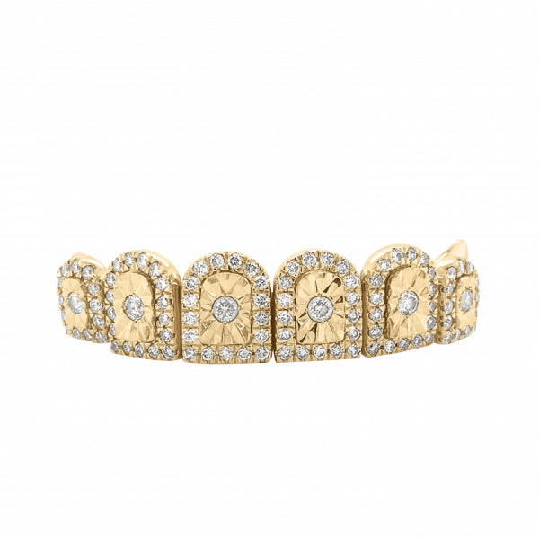 6 Piece 10K Gold Grill w/ 1.68ct Diamond Blocks