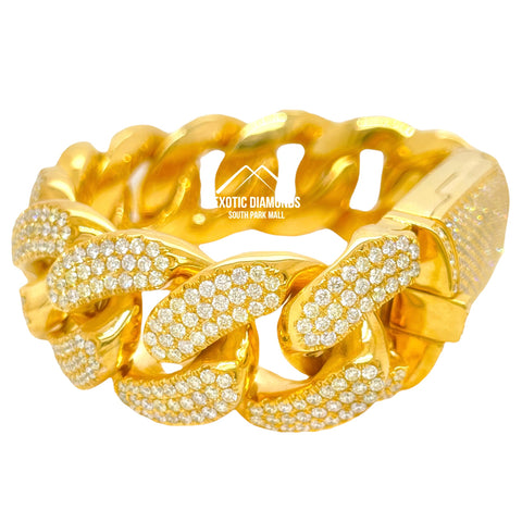 10K Yellow Gold Miami Cuban Link Diamond Bracelet with 30CTW