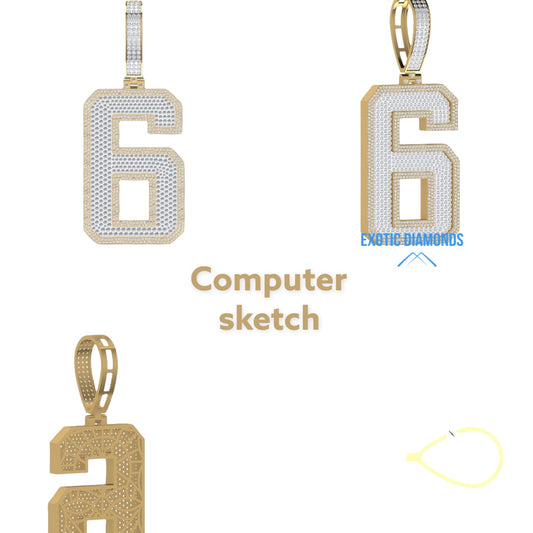 10K Yellow Gold Custom Number 6 with Diamonds