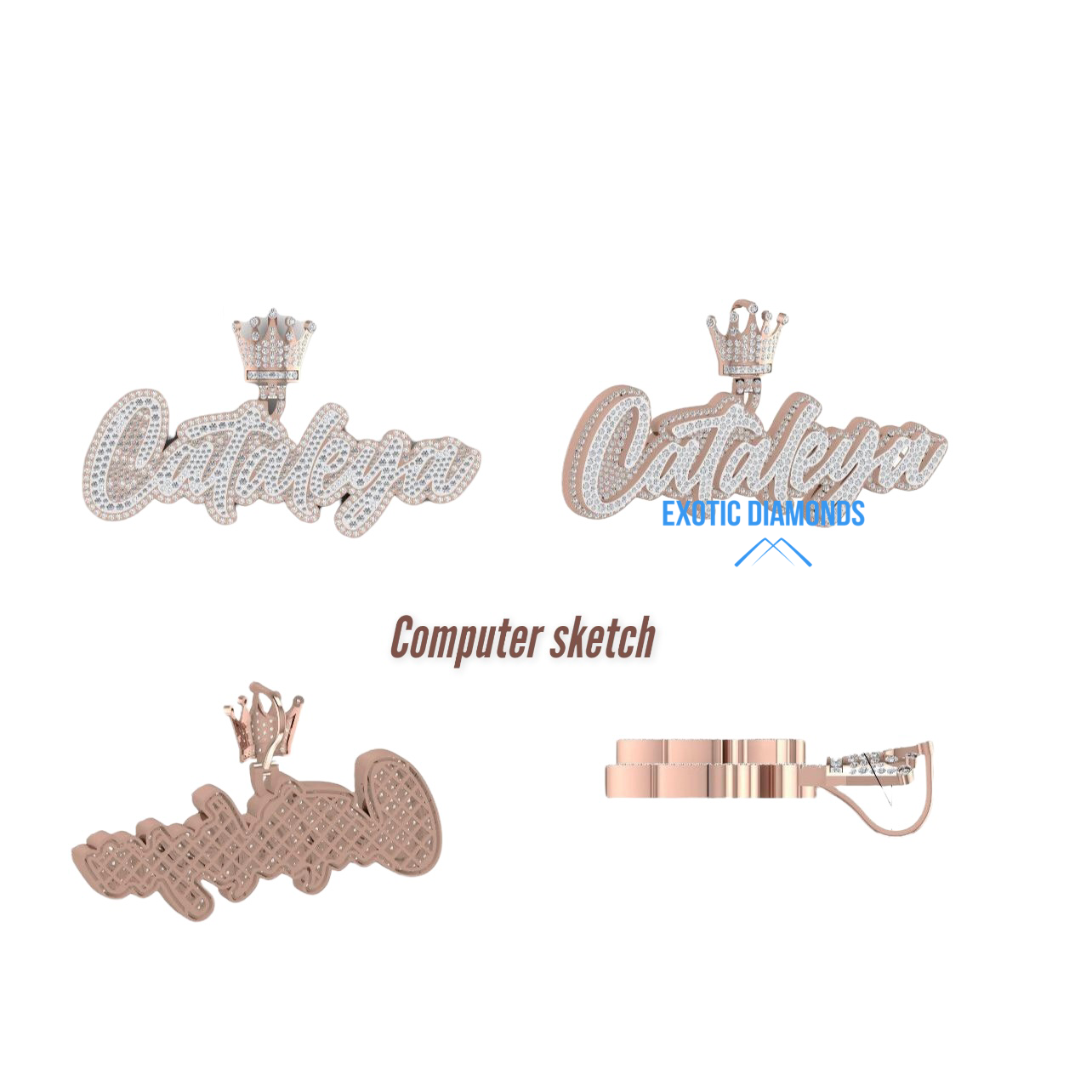 10K Rose Gold Personalized Diamond Name Plate Pendant