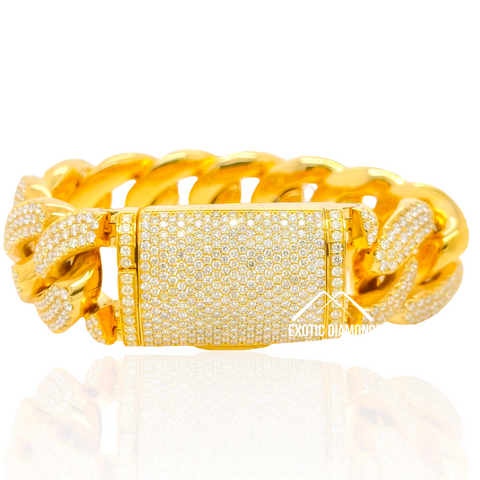 10K Yellow Gold Miami Cuban Link Diamond Bracelet with 30CTW