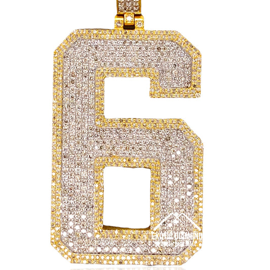 10K Yellow Gold Custom Number 6 with Diamonds