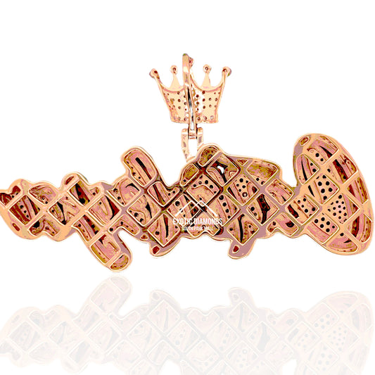 10K Rose Gold Personalized Diamond Name Plate Pendant