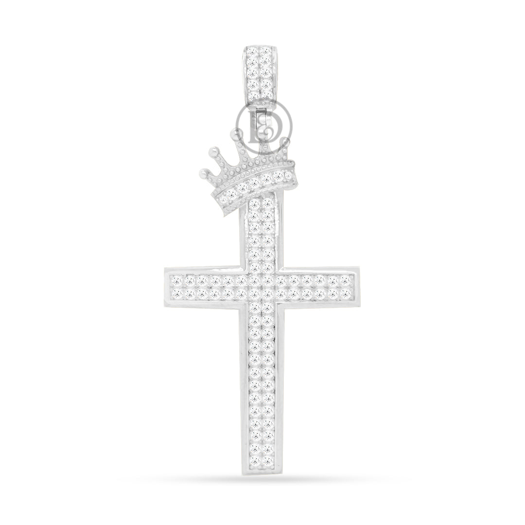 10k yellow gold crown cross pendant 1.25ct diamonds