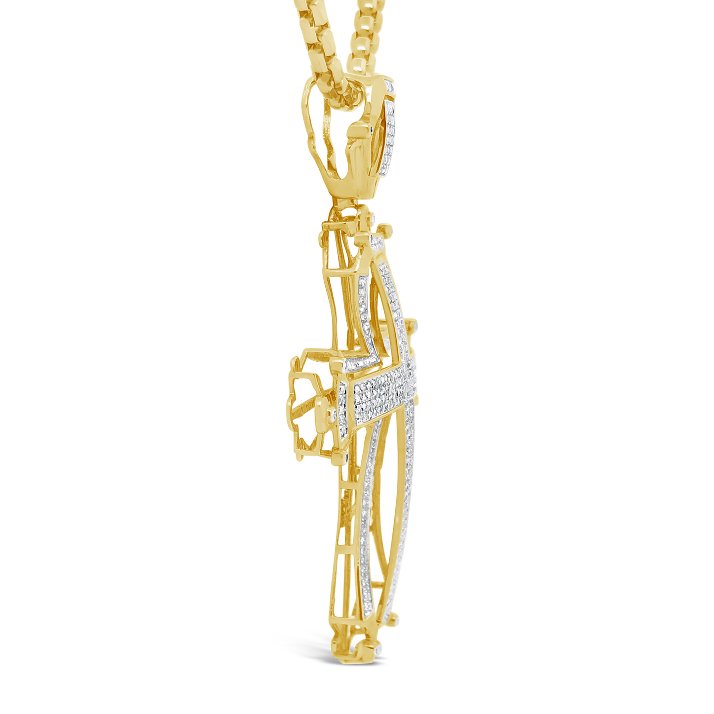 Diamond Cross Pendant 1.50 CTW Round Cut 10K Yellow Gold