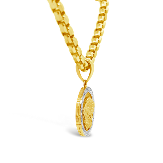 Diamond Medusa Pendant .17 CTW Round Cut 10K Yellow Gold