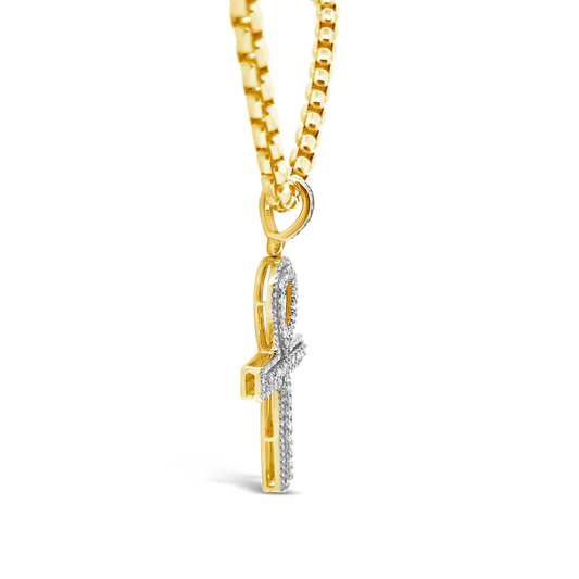 Diamond Cross Pendant .72 CTW Round Cut 10K Yellow Gold
