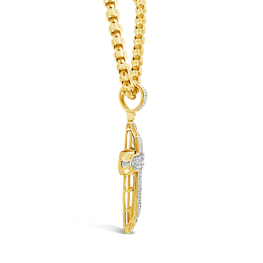 Diamond Cross Pendant .30 CTW Round Cut 10K Yellow Gold