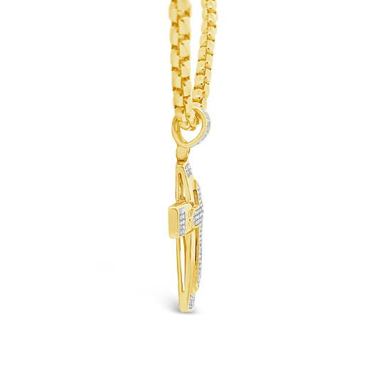 Diamond Cross Pendant .52 CTW Round Cut 10K Yellow Gold