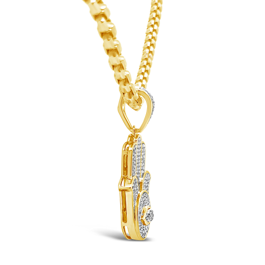 Diamond Hamsa Pendant .39 CTW Round Cut 10K Yellow Gold