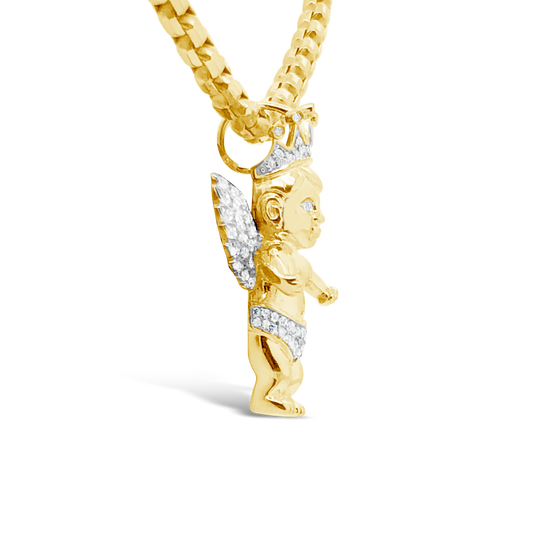 Diamond Angel Pendant .37 CTW Round Cut 10K Yellow Gold