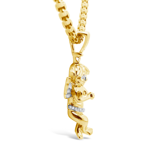 Diamond Angel Pendant .31 CTW Round Cut 10K Yellow Gold
