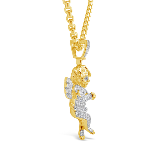 Diamond Angel Pendant 1.27 CTW Round Cut 10K Yellow Gold