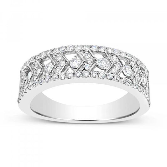 14K White Gold .55 CTW  Round Cut Diamond Band