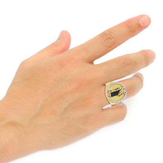 Green & White Diamond St. Jude Ring .70 CTW Round Cut 10K Yellow Gold