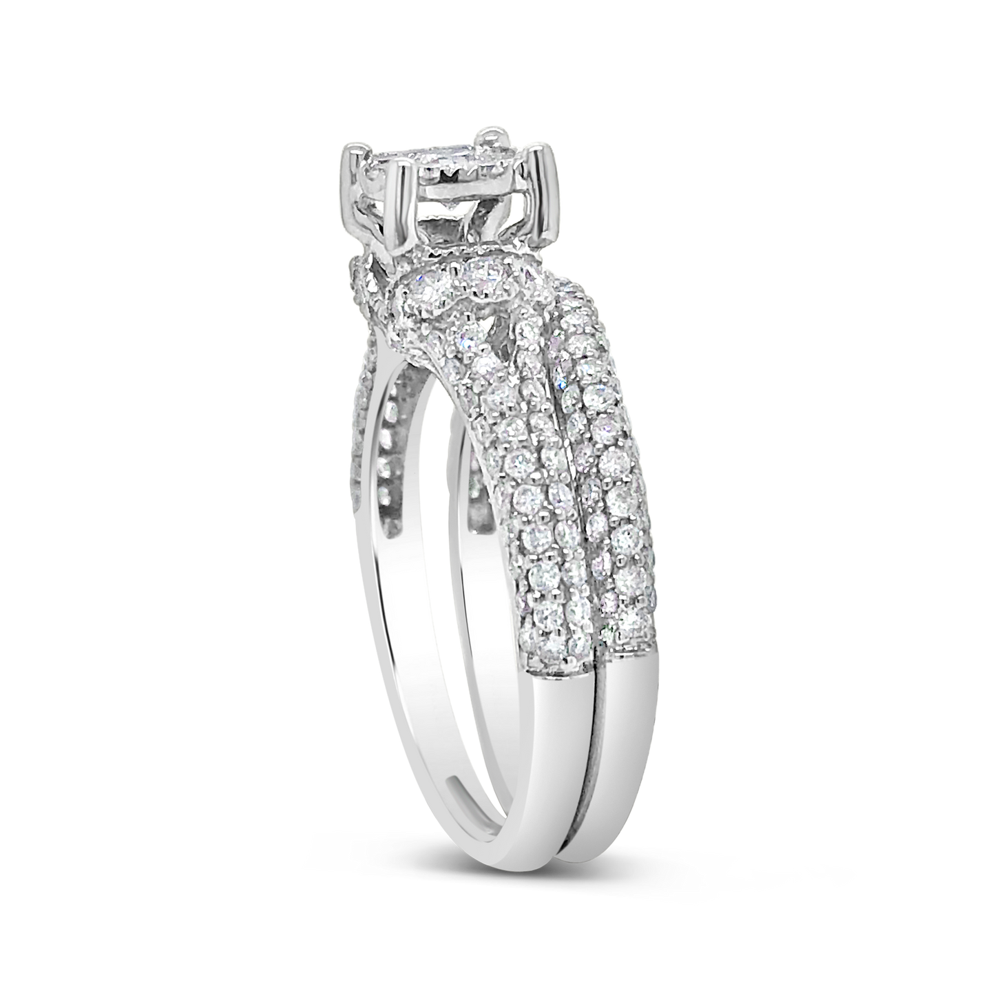 Diamond Halo Engagement Ring 1.19 CTW Round Cut 14K White Gold