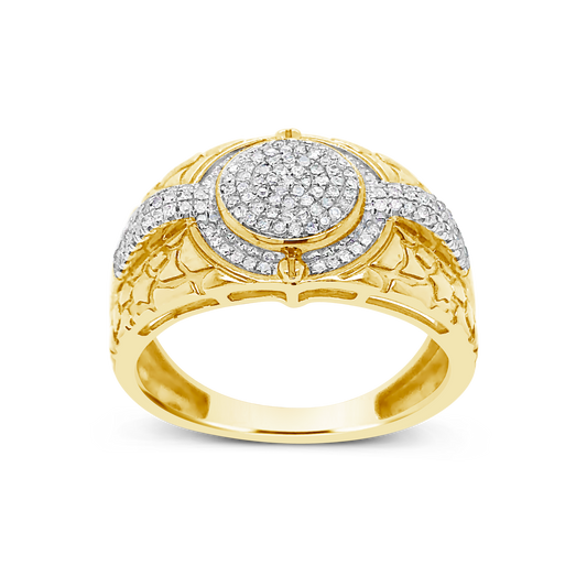 Diamond Nugget Ring .35 CTW Round Cut 10K Yellow Gold