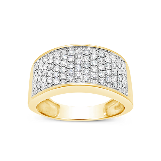 Mens Diamond Ring .84 CTW Round Cut 10K Yellow Gold
